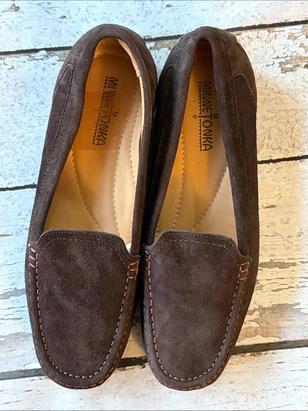 Minnetonka Women’s Dark Brown Suede Slip-On Loafers - Sz 9.5M